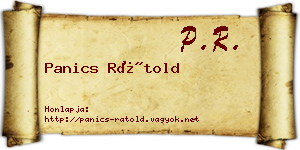 Panics Rátold névjegykártya